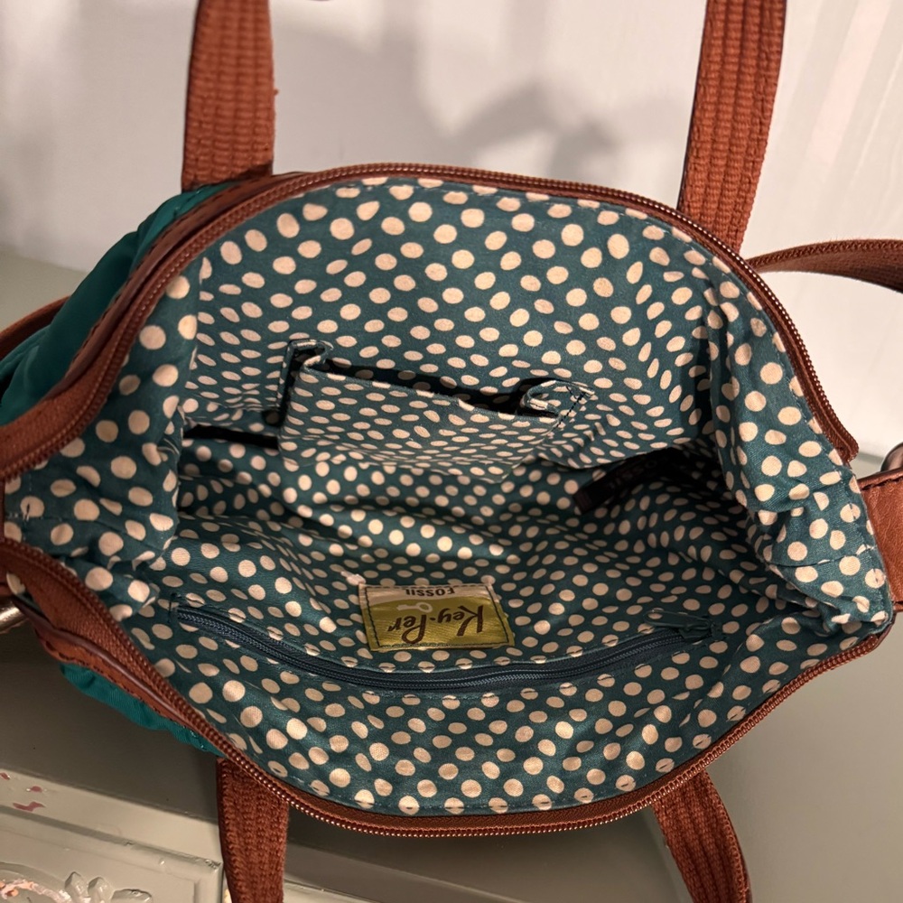 Fossil Green and Brown Crossbody Bag with Adjustable Strap - Picture 4 of 5